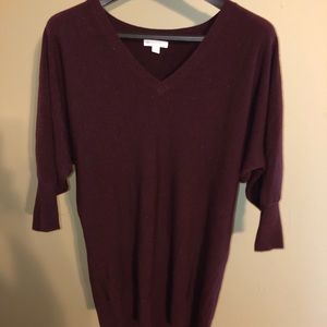 Small New York and Co Maroon VNeck Flowy Sweater